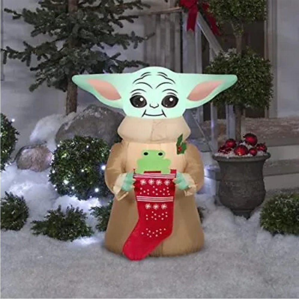 New Christmas Inflatable Star Wars 3.5' Baby Yoda Grogu Stocking Frog Mandaloria